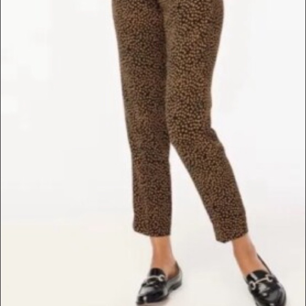 J. Crew Black Brown Dots Printed Jaime Pant Size 10 Pull On Pants